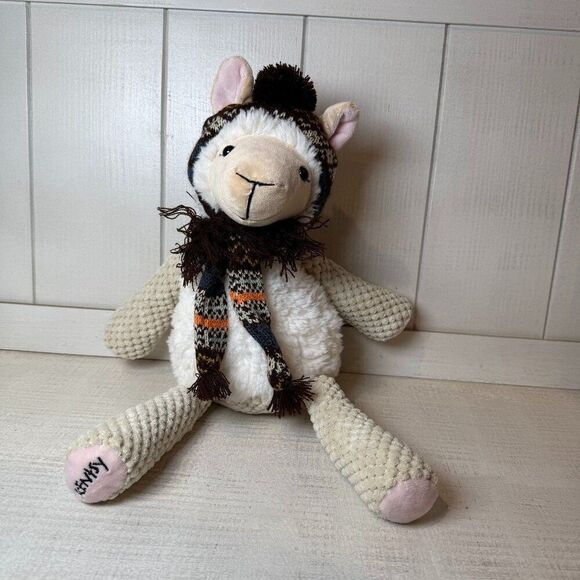 Scentsy Buddy Ande the Alpaca with Hat and Brown Scarf Stuffed Animal Toy Plush - Picture 1 of 12